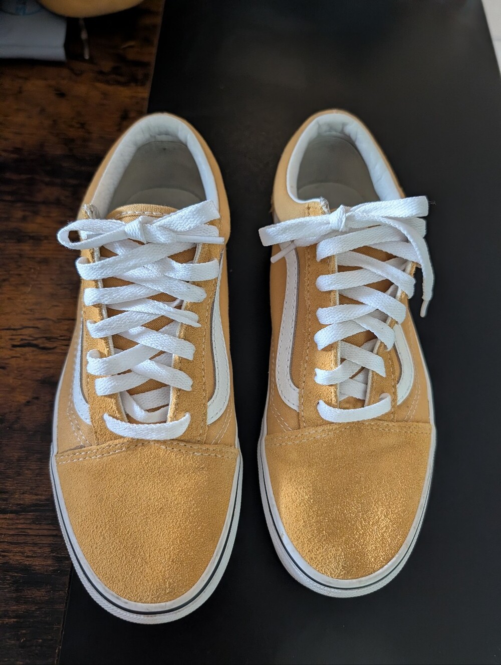 Vans Old Skool Casual Suede Lace-Up Sneakers in Mustard Yellow